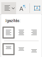 A Webes Visio Szövegigazítás menüje a bal oldali igazítás kijelölve.