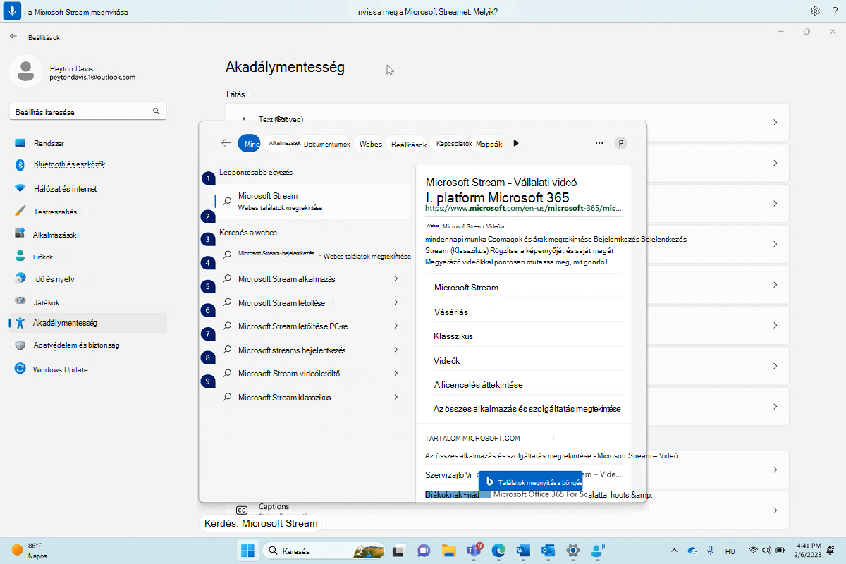 Párbeszédpanel a Microsoft Stream Windows hanghozzáféréssel való megnyitásához.