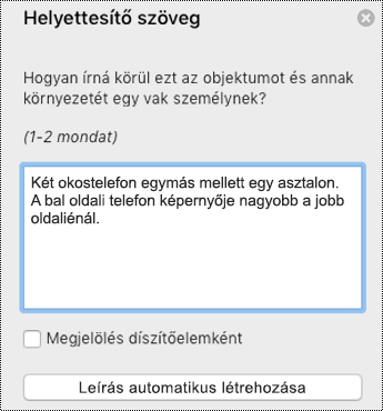 Helyettesítő szöveg a Mac PowerPointban
