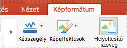 A Helyettesítő szöveg gomb a Mac PowerPoint menüszalagján