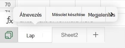 A Munkalap átnevezése beállítás az iOS Excelben