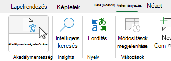 Az Akadálymentesség-ellenőrző gomb a menüszalagon