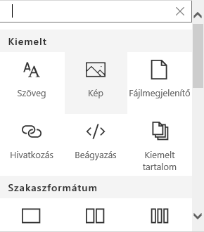 Képernyőkép: Kép kijelző választása a SharePointban.