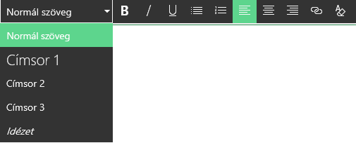 Képernyőkép: a Rich Text szerkesztő szerkesztési területe a SharePointban.