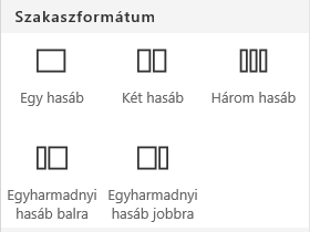 Képernyőkép: Szakaszformátum menü a SharePointban.