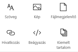 Képernyőkép: Kijelző menü a SharePointban.