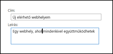 A SharePoint Online új webhelycím megadására szolgáló párbeszédpanelje