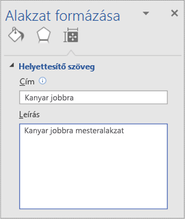 Mesteralakzat Helyettesítő szöveg párbeszédpanelje a Visióban.