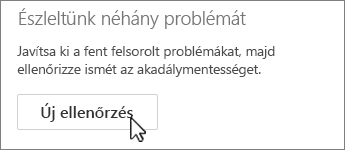 Az Outlook Ellenőrzés ismét gombja