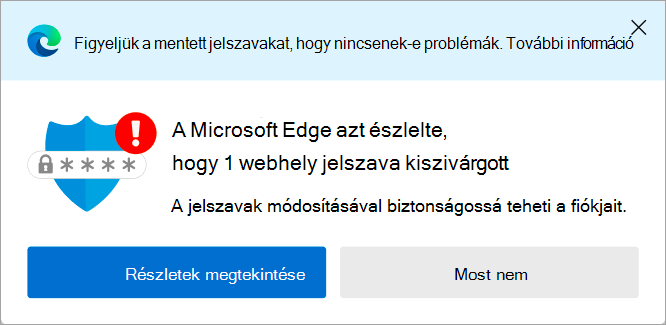 Kiszivárgott jelszóra vonatkozó riasztás