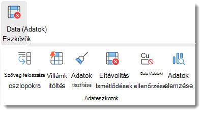 Az Adatok érvényesítése gomb az Excel menüszalagján