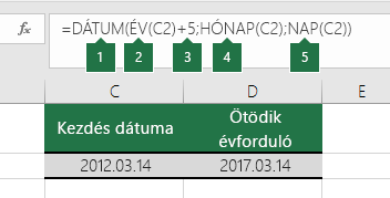 Dátum kiszámítása másik dátum alapján