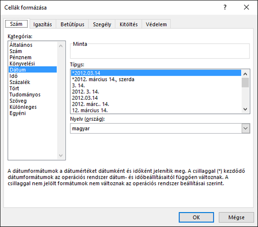 Cella formázása dátumként