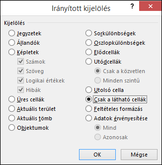 Irányított kijelölés párbeszédpanel