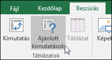 Az Ajánlott kimutatások beszúrása > párbeszédpanelen azt szeretné, hogy az Excel létrehozza a kimutatást
