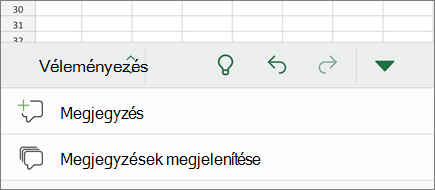 Megjegyzések almenü az iPhone-ban