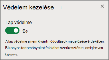 A munkalapok védelmének kezelése