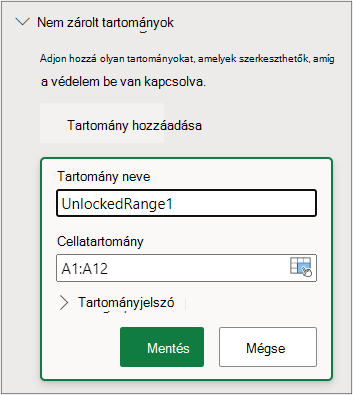 Tartományvédelem beállítása