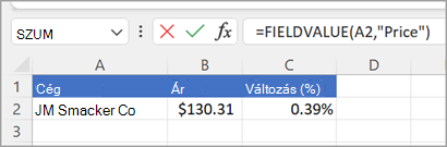mező vaule függvény képernyőkép, egy verzió, második