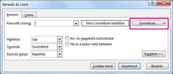 Keresés párbeszédpanel