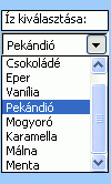 Beviteli lista űrlap-vezérlőelem