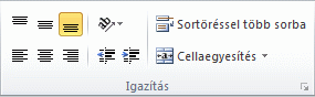 Az Excel menüszalagja