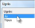 Az Ugrás párbeszédpanel