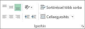 A Kezdőlap lap Igazítás csoportja