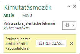 A Létrehozás gomb megjelenése kapcsolat szükségessége esetén