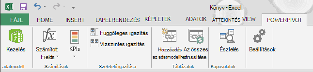A menüszalag PowerPivot lapja