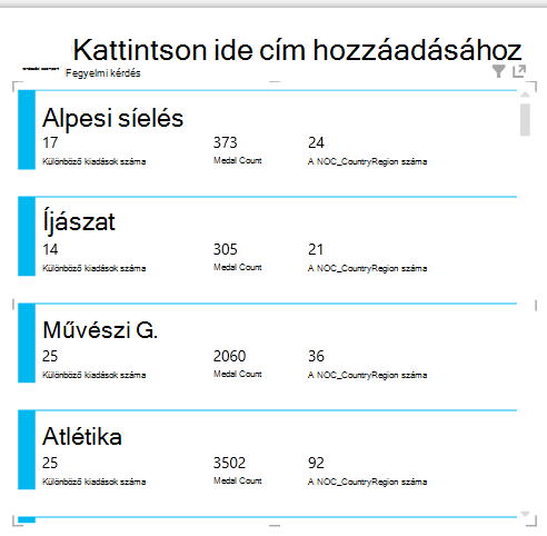 kártyás megjelenítés a Power View-ban