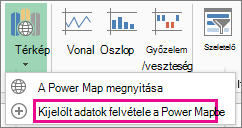 Kijelölt adatok felvétele a Power Mapbe parancs