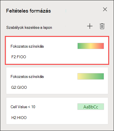 Háromszínű skála formázása