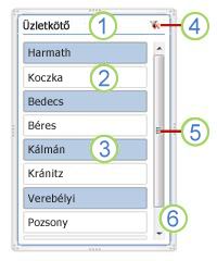 Képernyőkép a kimutatás szeletelőelemeiről.