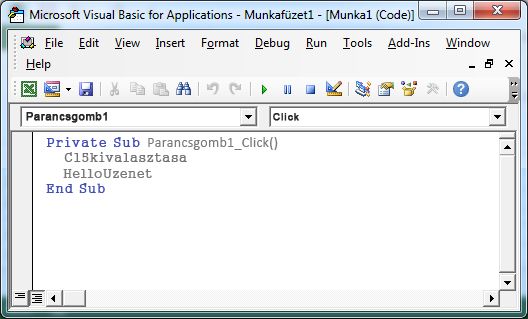 Eljárás a Visual Basic Editor alkalmazásban
