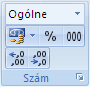 Az Excel menüszalagja