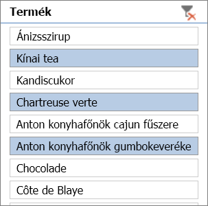 Szeletelő a kijelölt elemekkel