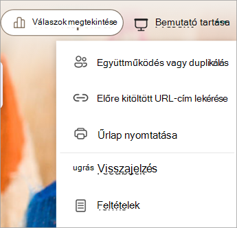 Válassza ki a további űrlapbeállításokat az Együttműködés vagy a Duplikálás megjelenítéséhez