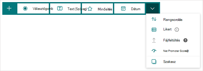 Kérdéstípus-beállítások a Microsoft Forms