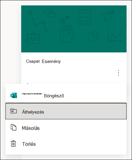 Űrlap böngészőben való megnyitásának, áthelyezésének, másolásának vagy törlésének beállításai Microsoft Forms