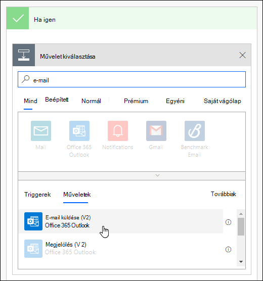 E-mail-értesítés küldése műveletként a Power Automate-ben