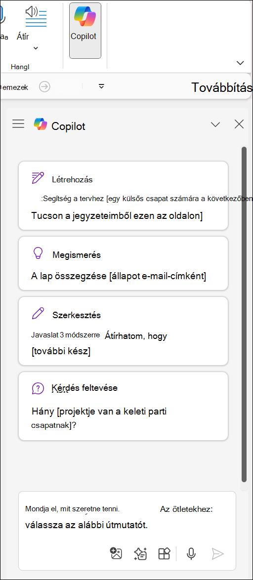 A Copilot elérése a OneNote-ban gomb