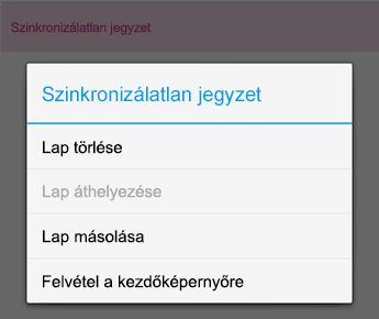 A Jegyzetek menü az Android OneNote-ban