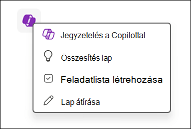 A vászonalapú Copilot funkció elérése a OneNote-ban