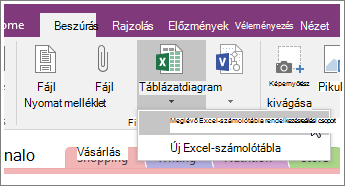 Képernyőkép: a Számolótábla beszúrása gomb a OneNote 2016-ban.