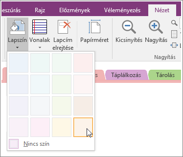 Screenshot of the Page Color button in OneNote 2016.