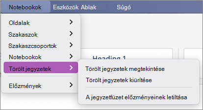 Jegyzetfüzetek > Törölt jegyzetek > nézete Törölt jegyzetek megtekintése