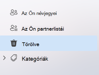 Képernyőkép a People app bal oldali navigációs sávjáról az új Outlookban