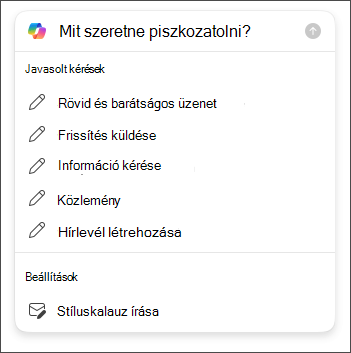 Az e-mailek piszkozatának hossza és hangbeállításai az Outlookban a Copilot segítségével