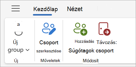 Az Outlookban a Microsoft 365-csoport megtekintésekor válassza a menüszalag Csoport szerkesztése elemét.